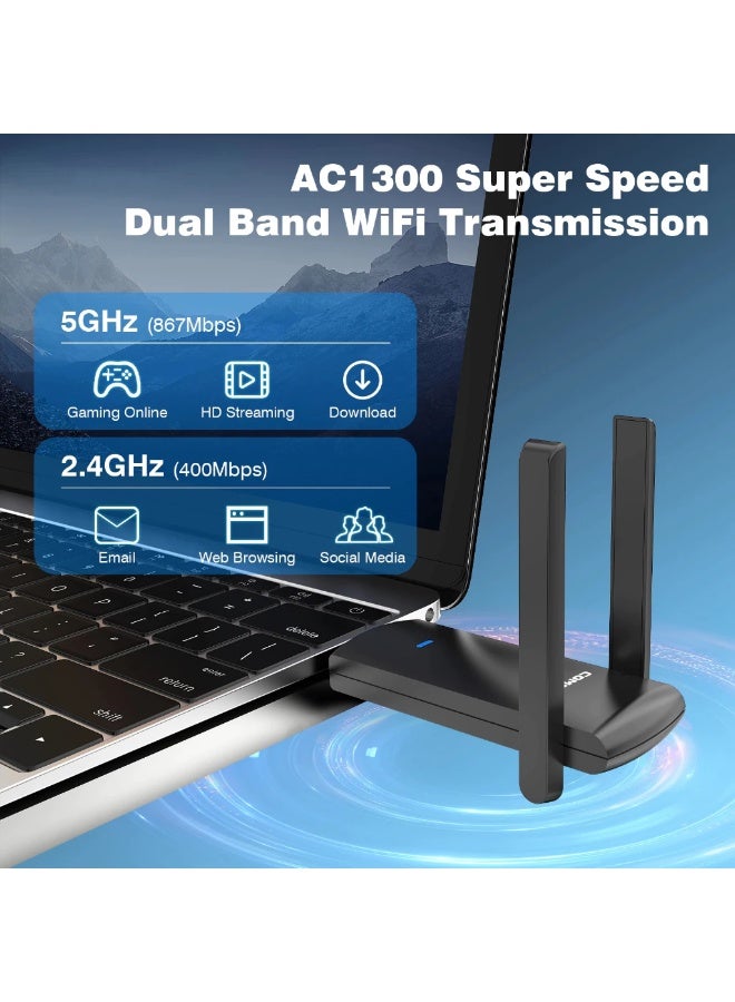 Comfast 1300Mbps Wifi Adapter 5GHZ USB3.0 Dual-Band Wifi Network Wireless Card External Antenna WiFi Receiver Network - Image 4
